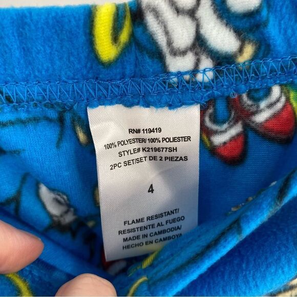 Sonic Boys’ Long Sleeve Pajama Set size 4 New with tags - Picture 3 of 4